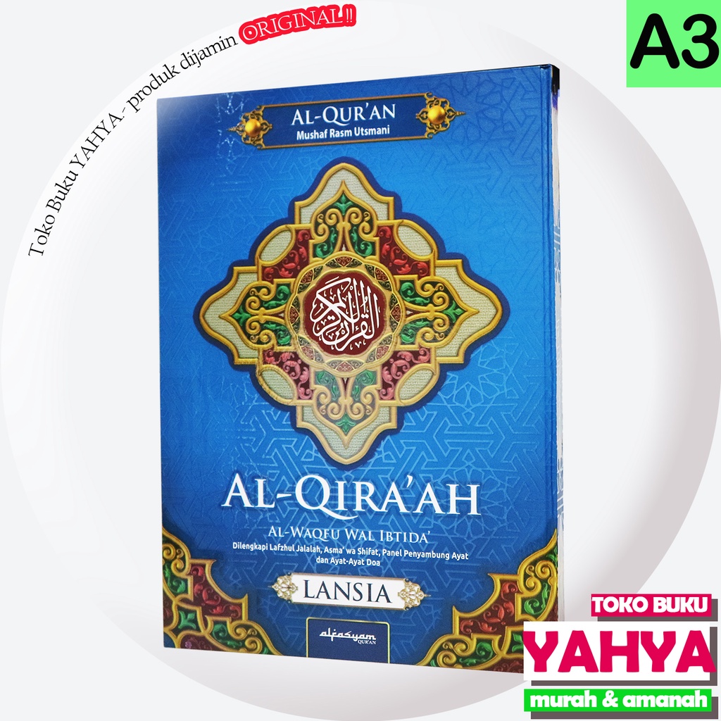 Al Quran Al-Qira'ah A3 Lansia Ukuran Jumbo Besar Waqaf Ibtida Non Terjemah 18 Baris Ayat Pojok - Al 