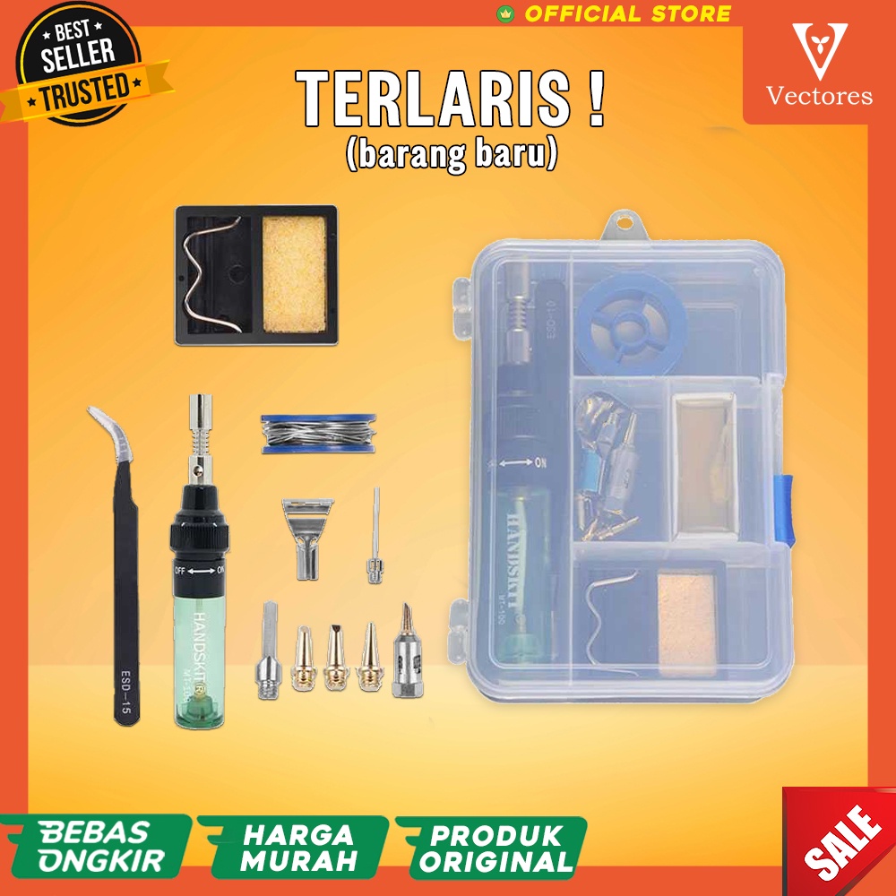 Peralatan Alat Solder Set Gas Obor Butane Butana Flame Torch Flametorch Iron Pen Lengkap Portable Kit Murah Terbaru