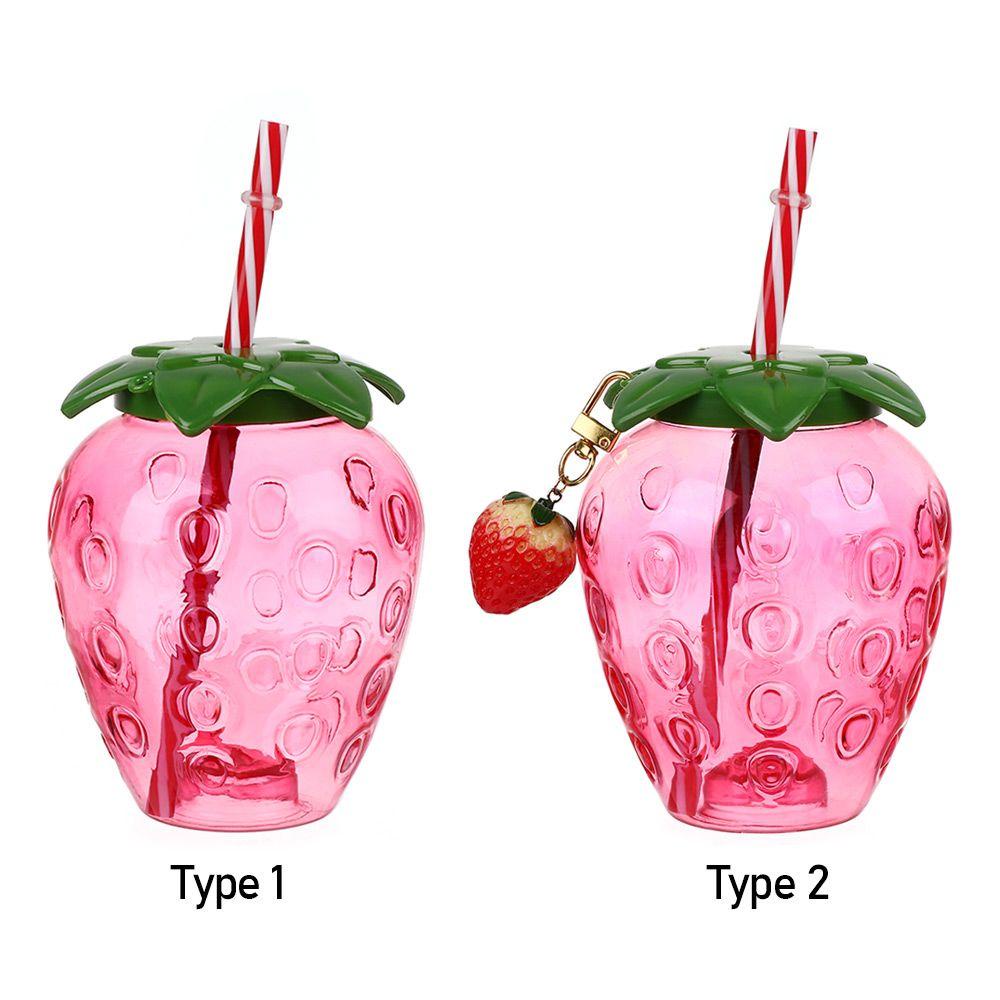 Suyo Strawberry Straw Cup Summer 500ml Botol Air Minum Plastik Food Grade