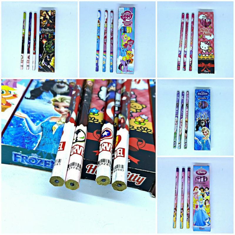

12pcs PENSIL 2B BERGAMBAR PRODUK IMPORT