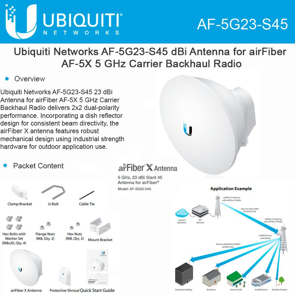 Ubiquiti AF-5G23-S45 airFiber 5GHz 23dBi Slant 45