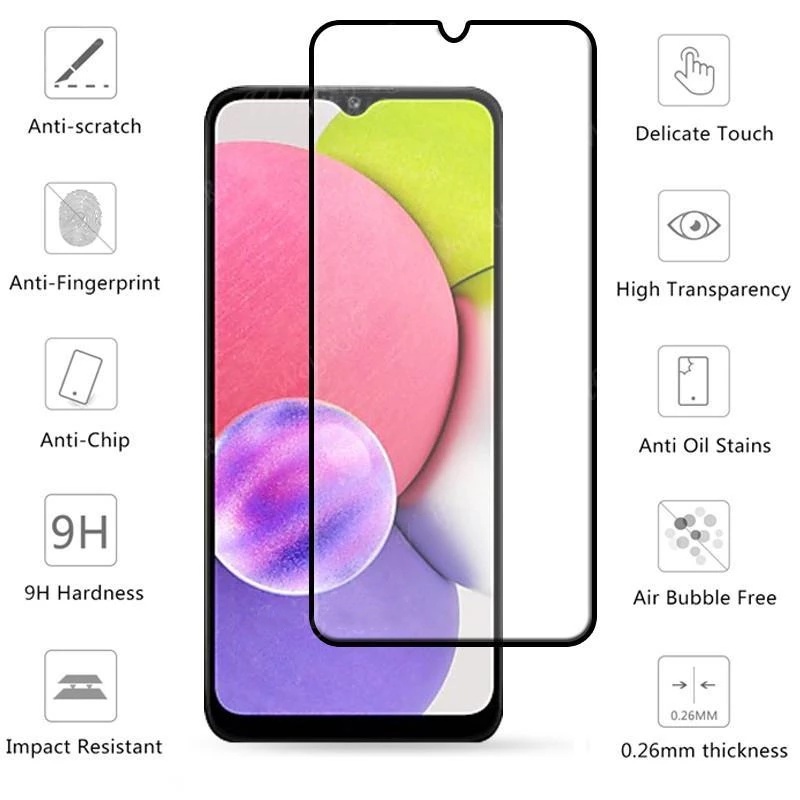 Pelindung Layar Tempered Glass HD 2 IN 1 Untuk Samsung Galaxy A03S A51 A72 A52 A52S A32 A12 A31 A51 A71 A11 A10S A21S J2 Prime J7 Pro J4 Plus