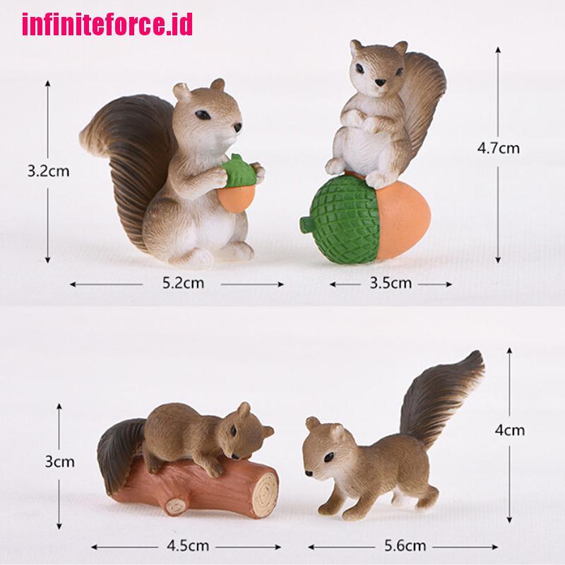 (Inx) 4pcs Miniatur Tupai Bahan Resin Untuk Dekorasi Taman Peri / Hadiah