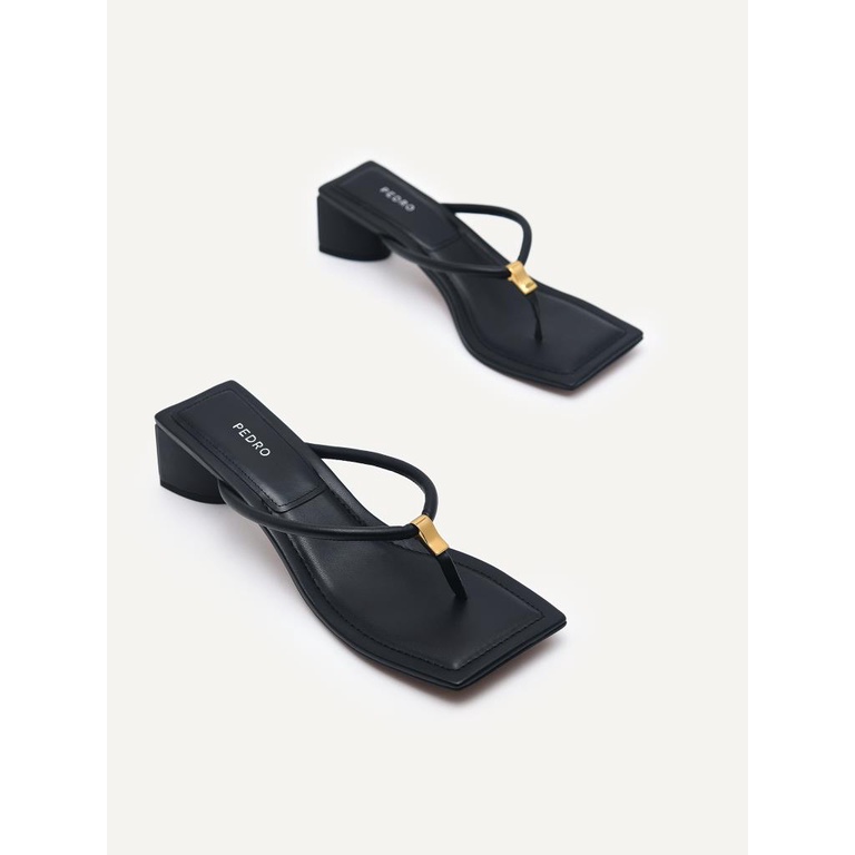 SANDAL HEEL PEDRO WANITA ORIGINAL HEELS BRANDED KULIT ASLI HITAM PW064