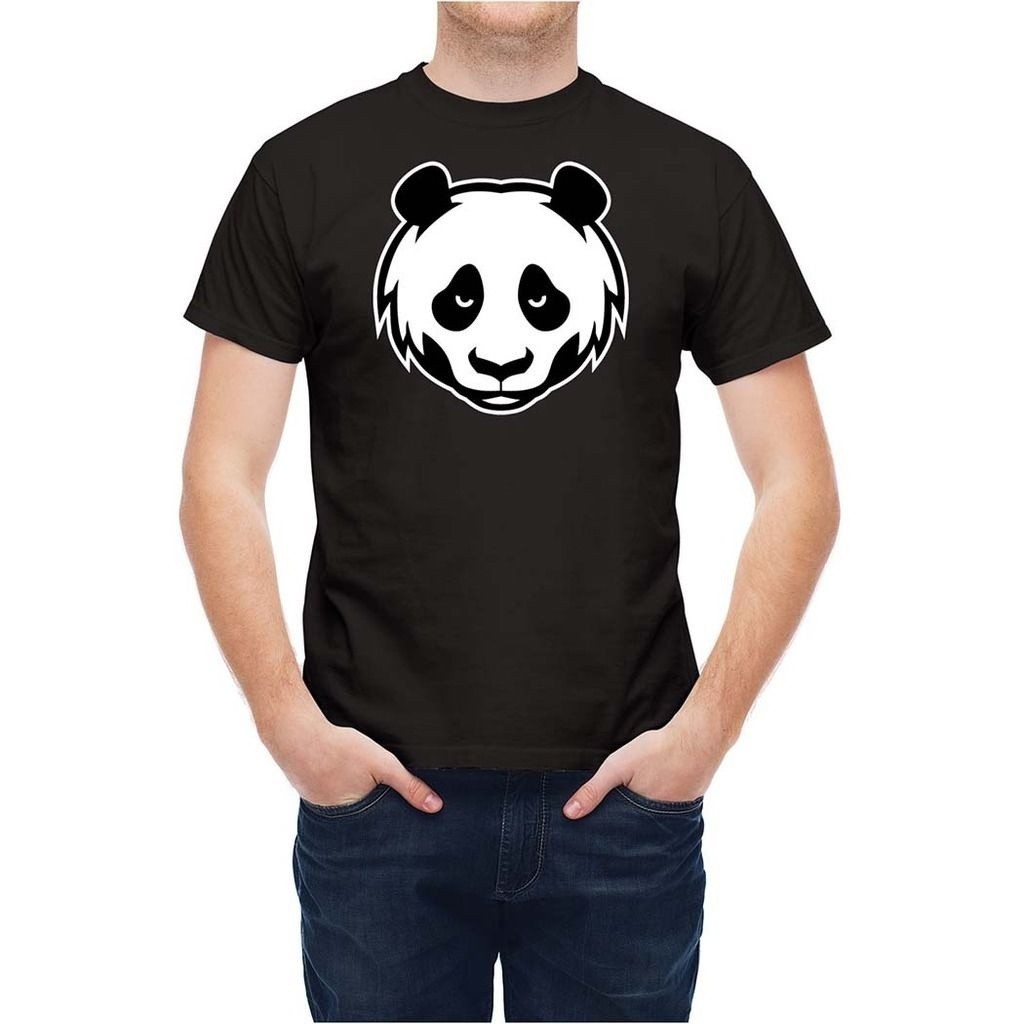 T24228 Kaos T Shirt Gambar Kartun Kepala Panda Lucu Untuk Hadiah