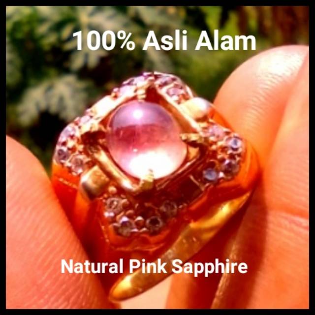 Cincin Safir Natural Pink Safir 100% Asli Alam Kwalitas Super Mulus Full Luster Kilab Mantul HQ