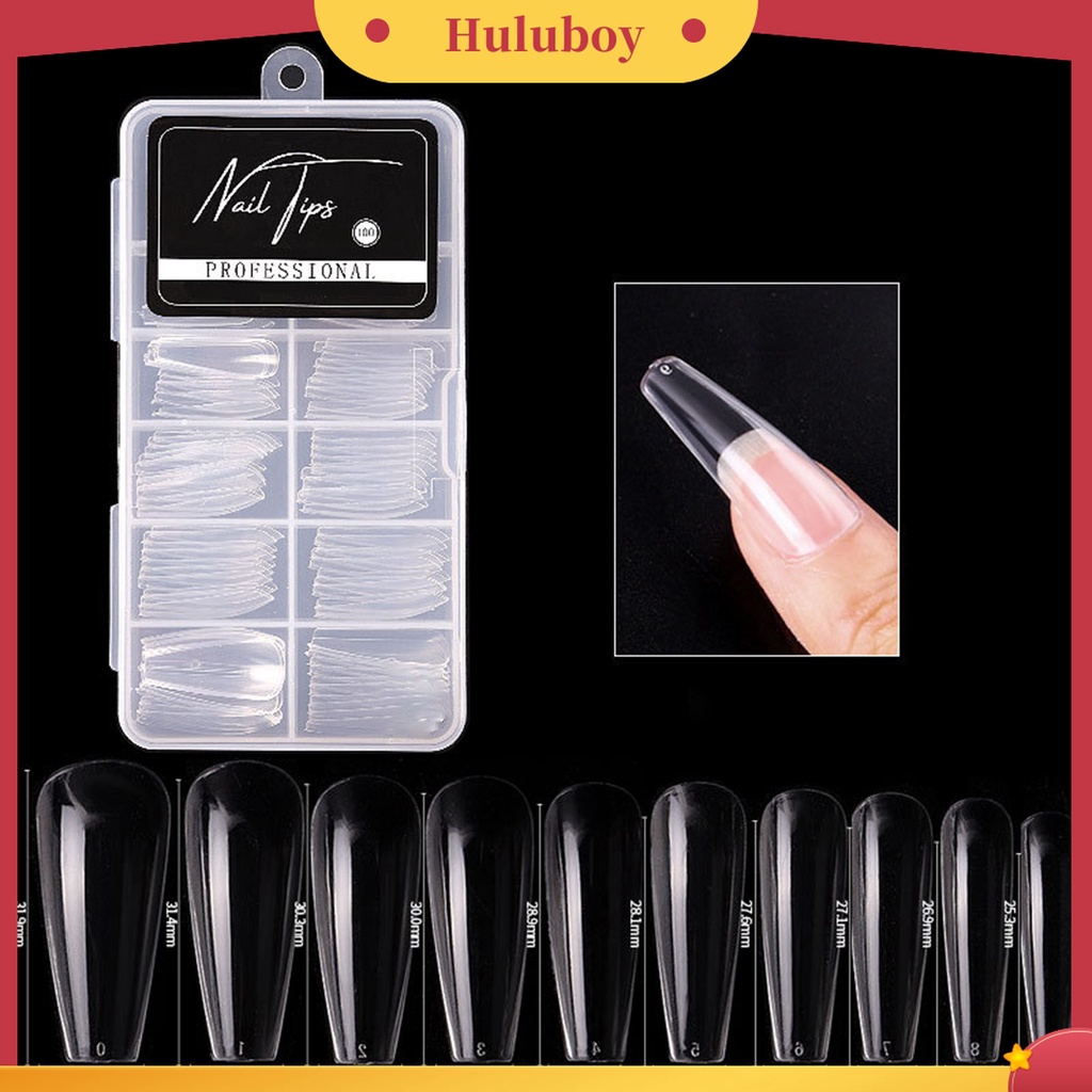 Huluboy Huluboy♡ 100pcs / Kotak Kuku Palsu Seamless Transparan Reusable Untuk Wanita