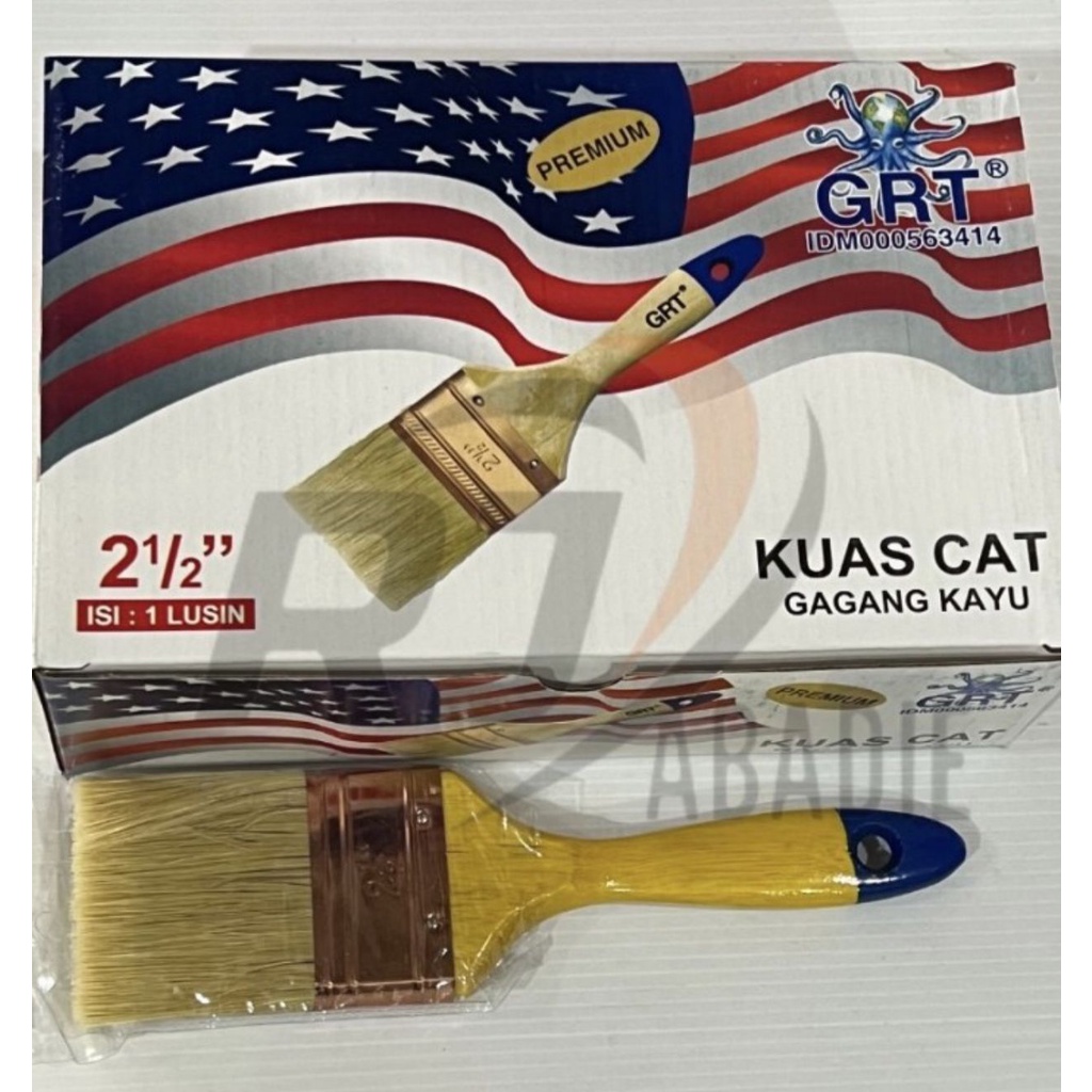 [12PCS] GRT PREMIUM Kuas Cat 633 Minyak Tembok Bulu GG Kayu Tebal Uk Lengkap 2 1/2inch