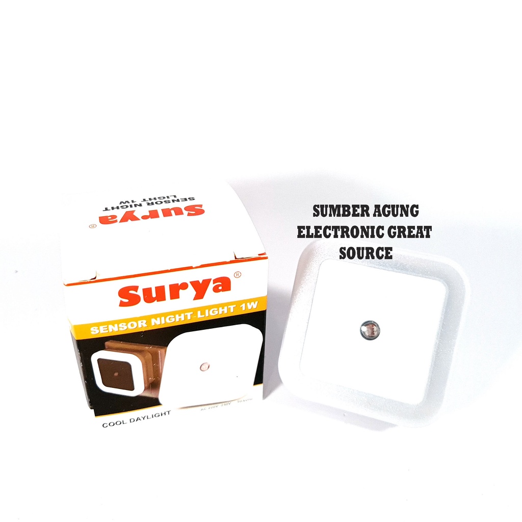 Surya Lampu Sensor Night Light LED 1W Cahaya Putih Auto On Off Kotak Persegi