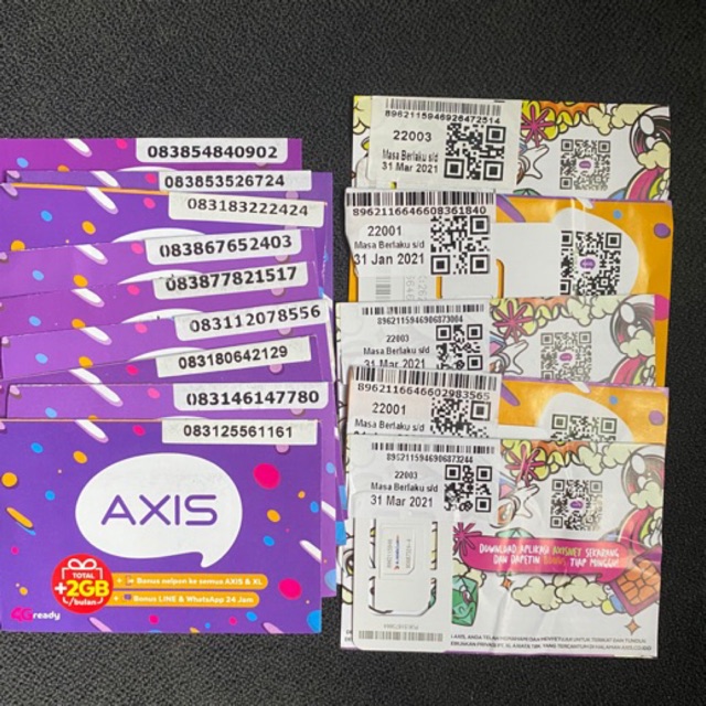 ((Stok Habis)Acak kartu perdana axis sudah registrasi siap otp