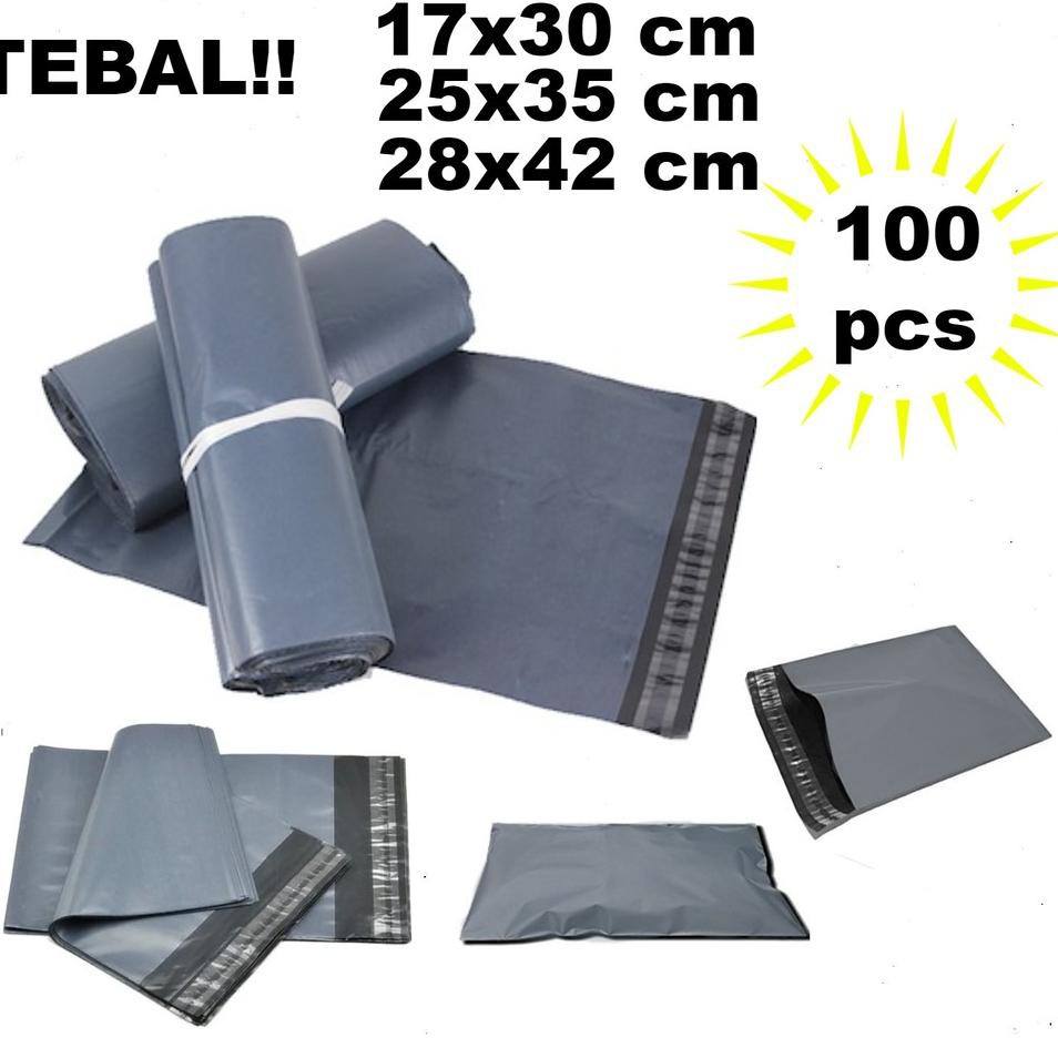 

#Sale 9FH89 17x30 HITAM ABU polymailer import TEBAL packing bag bungkus plastik amplop plastik olsho