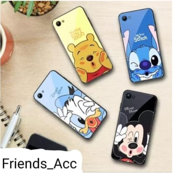 OPPO A3S , OPPO A71 , OPPO A83 , OPPO F3 / A77 PREMIUM CASE CASING GLASS MOTIF CARTOON
