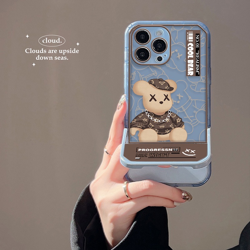 Case Transparan Motif Beruang Untuk IPhone X XS XR 11 12 13 Pro Max 6 6S 7 8 Plus