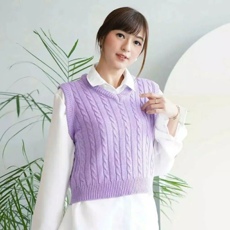vest rompi rajut premium lilac