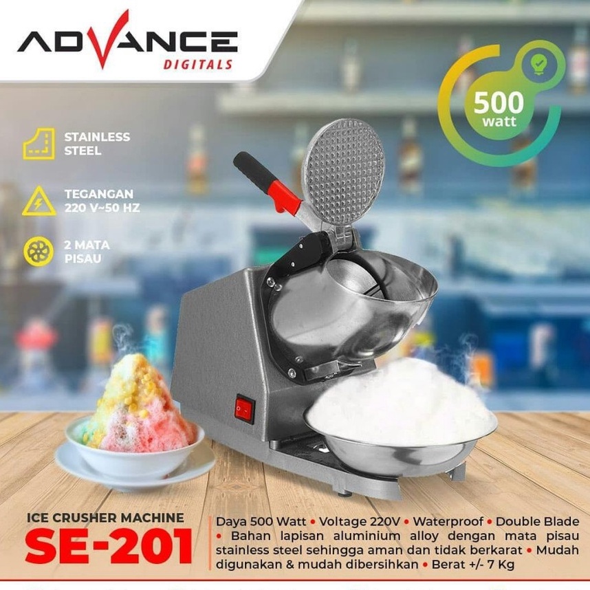 Mesin Serut Es/Ice Crusher ORIGINAL Advance SE-201 dilengkapi 2 Mata Pisau-Mesin Serut Listrik Berkualitas