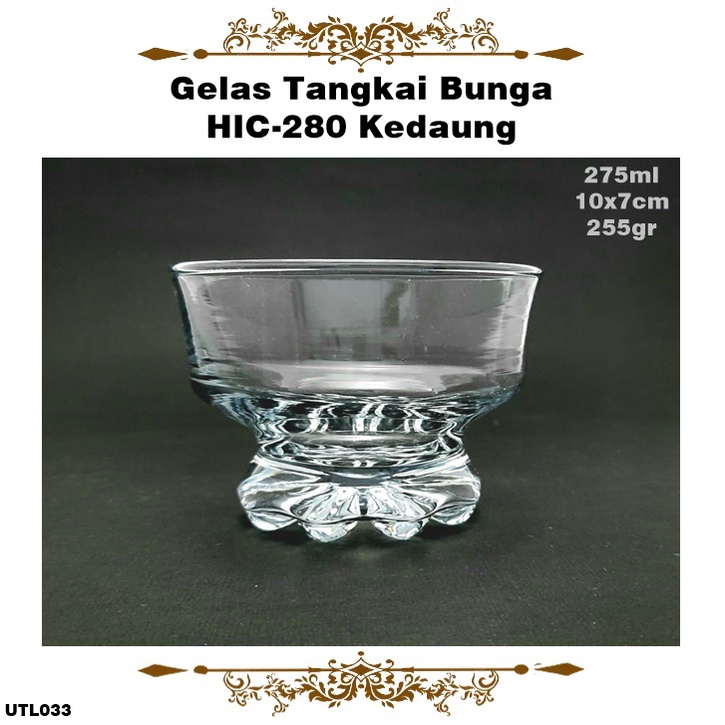 [1pcs] Gelas Tangkai Bunga/Gelas Es Krim/Gelas Kaki HIC-280 Kedaung 275ml