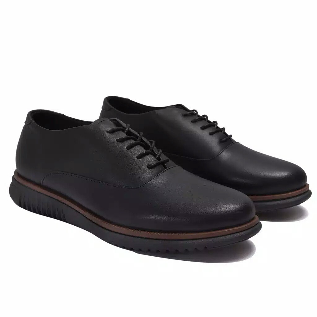 London 2.0 Black (Kulit Asli) - Sepatu Pantofel Pria Kulit Asli Formal Kasual Kerja Kuliah Oxford Pantopel Pria Original