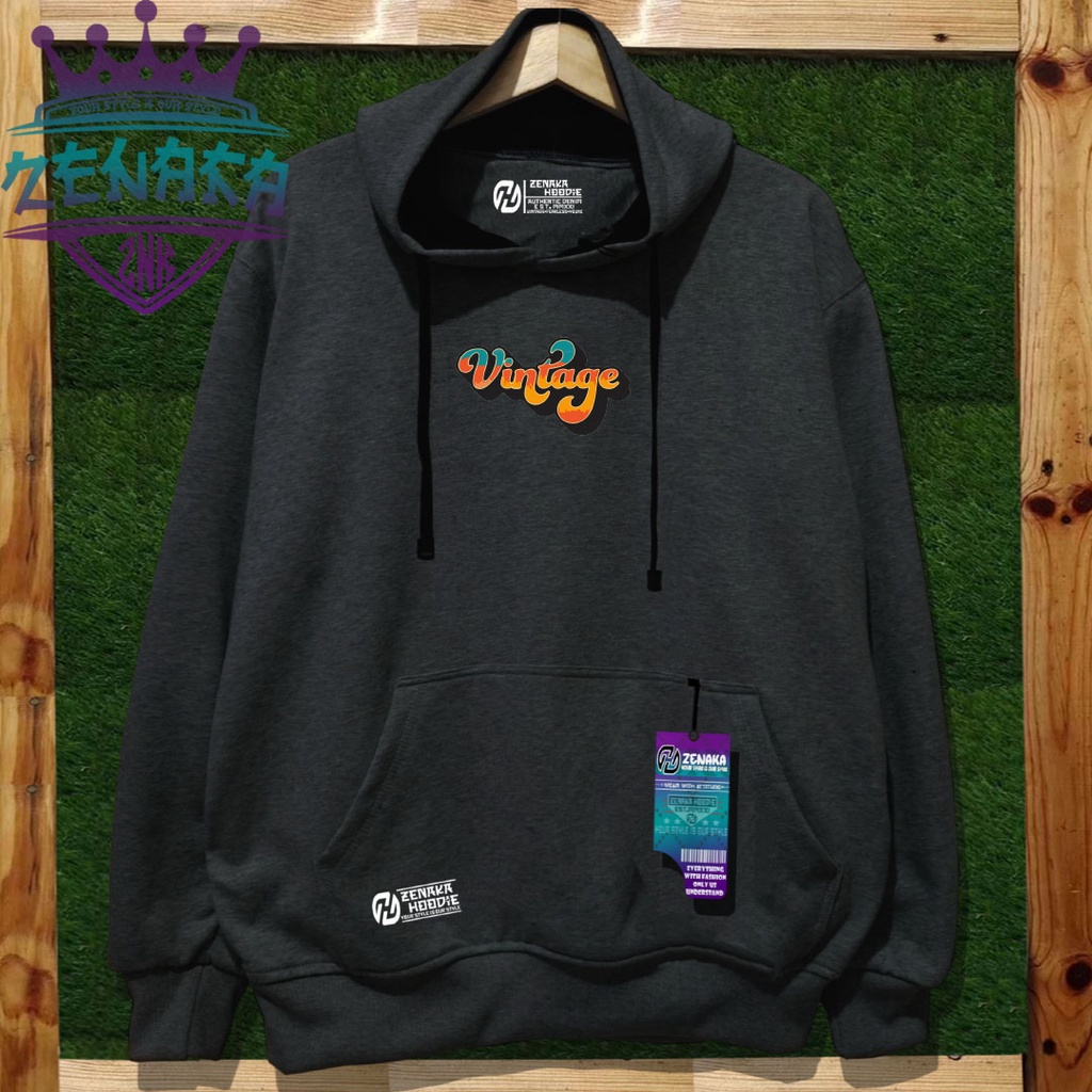 Sweater pria aesthetic sablon vintage Zenaka Hoodie pria warna hitam terbaru 2022 distro bandung