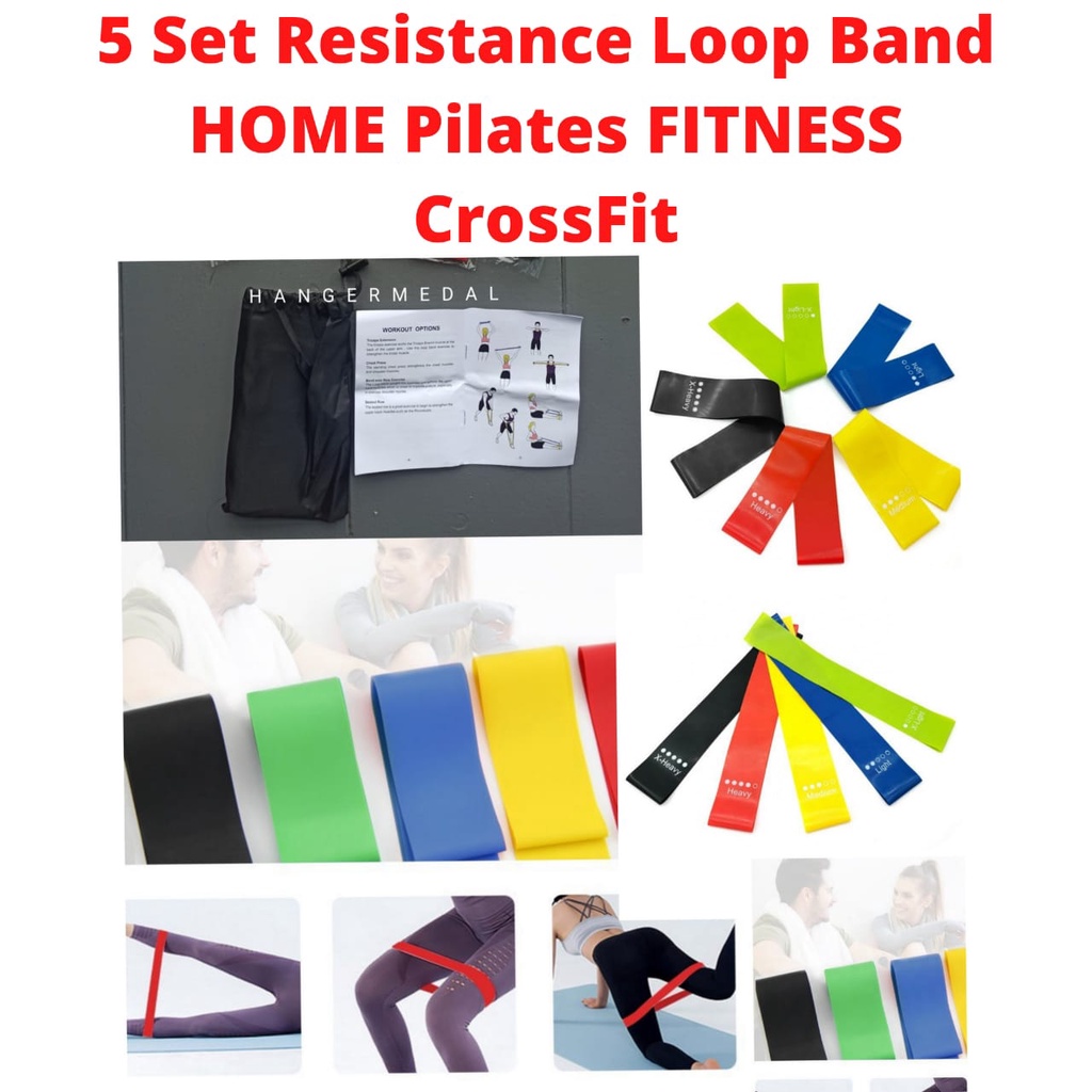 5 set Resistance Loop Band HOME Pilates FITNESS CrossFit