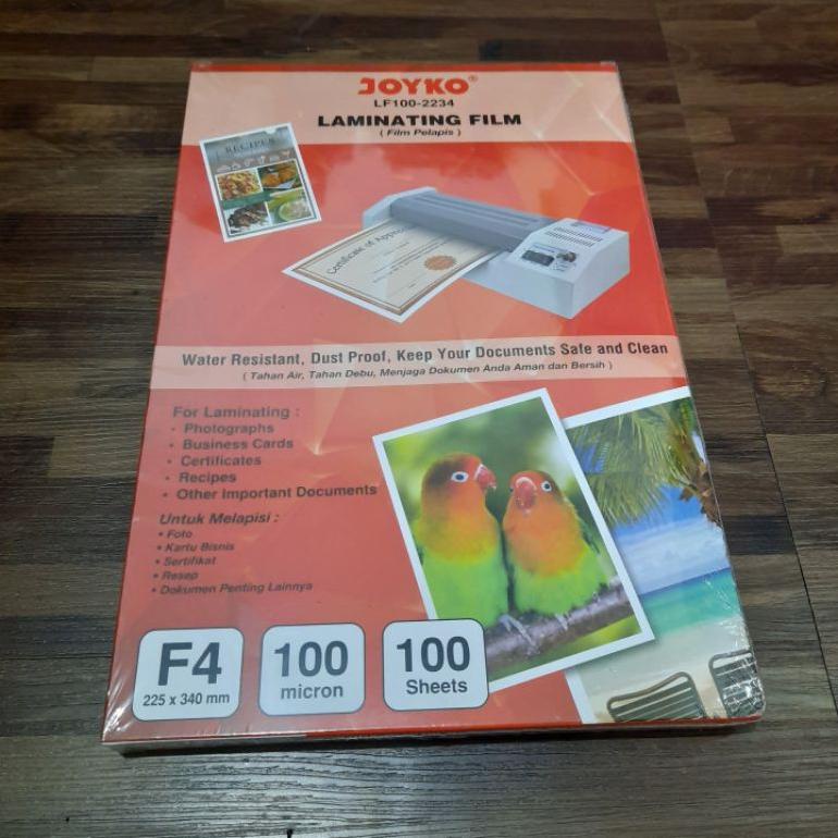 

((BISA COD)) Plastik Laminating F4 Joyko 100 Micron (10 Lembar) / Plastik Laminating Folio 100 Micron Joyko