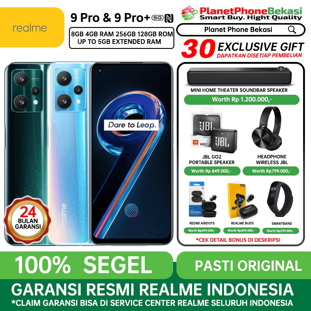 REALME 9 PRO PLUS 5G NFC & 9PRO 5G NFC 8/256 8/128 6/128 GB GARANSI RESMI