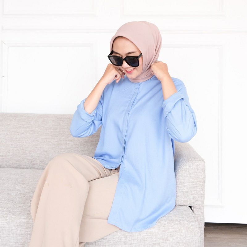MAUDY SHIRT // KEMEJA POLOS KATUN WANITA OVERSIZE PREMIUM GROSIR BAJUU