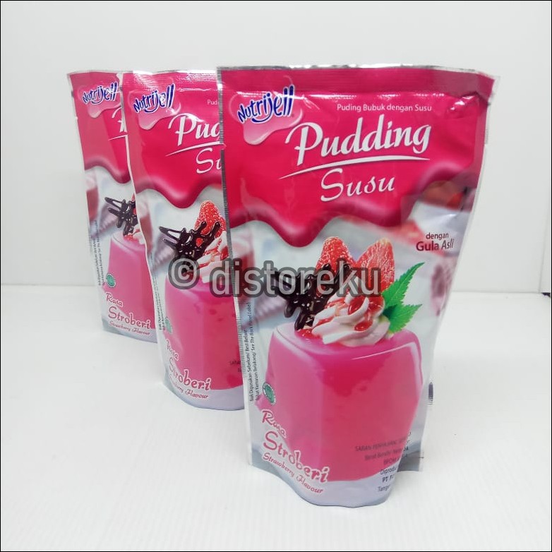 nutrijel PUDING susu rasa strobery STRAWBERRY flavour 145gr (5.11oz)