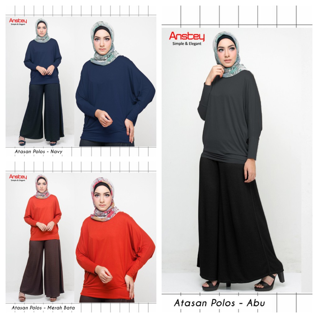 RASHAN 2019 Atasan Polos Anstey Full Cotton Rayon Muslim Terbaru
