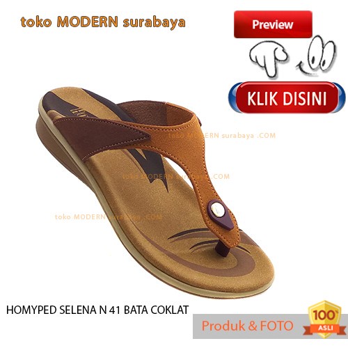 HOMYPED SELENA N 41 BATA COKLAT Sandal Wanita Sendal Jepit - 38