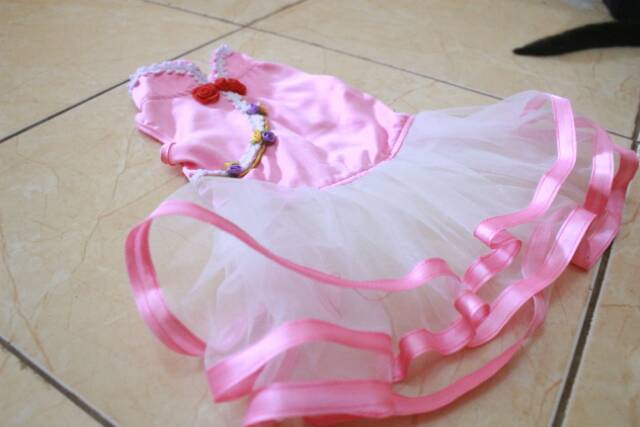 Dress shanghai chongsam satin baby pink imlek untuk kucing dan anjing size S-XL