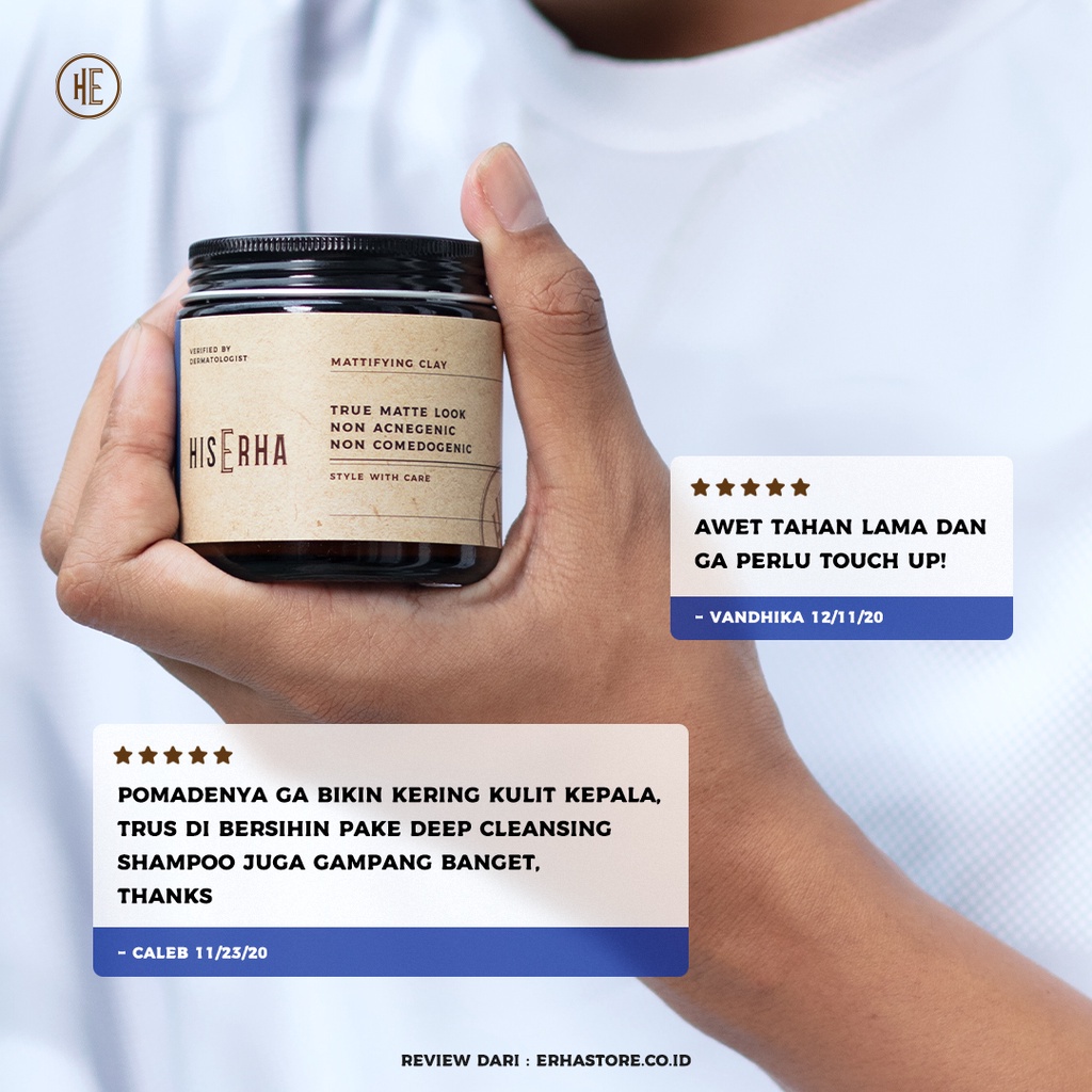 HIS ERHA Paket Pomade Rambut Pria 2 Pcs - Mattifying Clay + Waterbased