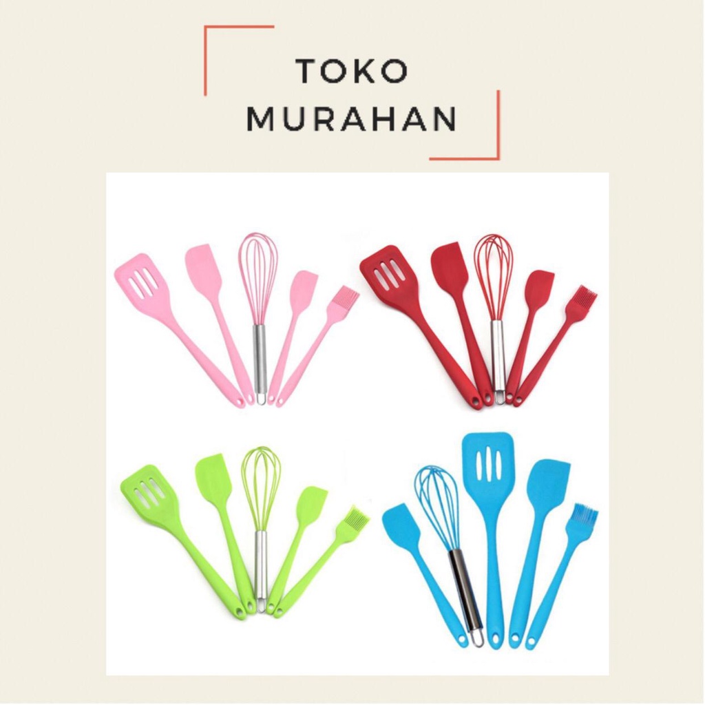 

BAKING PROPS 5 PCS KUAS KUE SILIKON / KITCHEN TOOL TEFLON SET 5 PCS