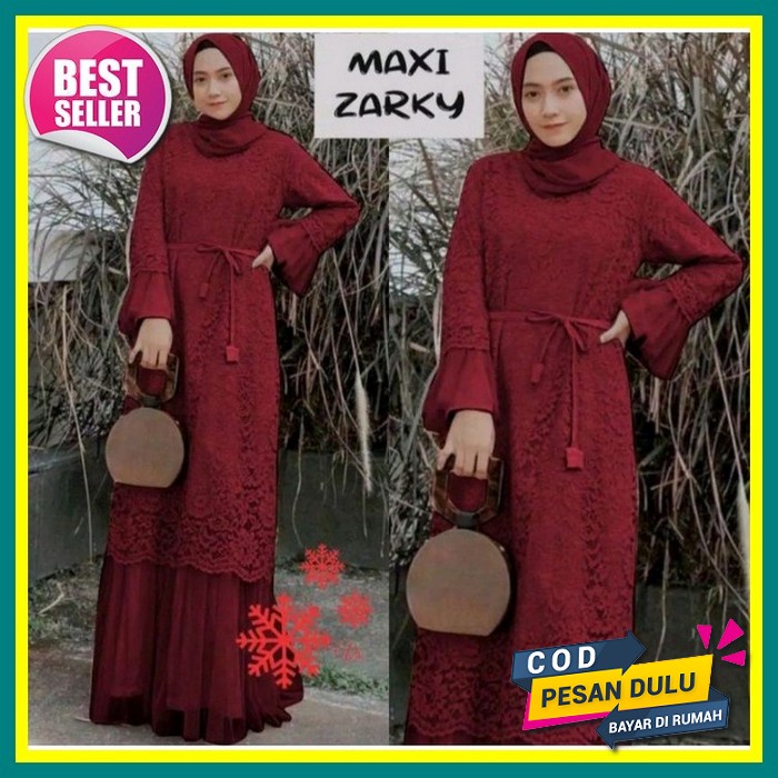 Baju Gamis Longdress Maxi Brukat Ririn Pesta Kondangan Wanita Muslim Dewasa Remaja Modern Mewah Mura