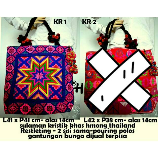 Tas Cangklong Bahu Full Sulaman Kristik Bintang Made in Thailand