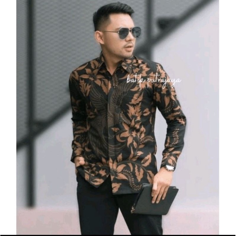 SM BAJU BATIK PRIA LENGAN PANJANG SRAGENAN PREMIUM FURING SLIM FIT MODERN