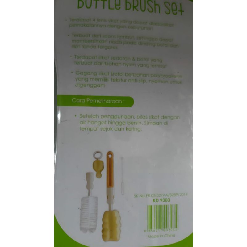 SIKAT BOTOL  4 IN 1 , NYLON BRISTLE , SOFT SPONGE  KD 9303