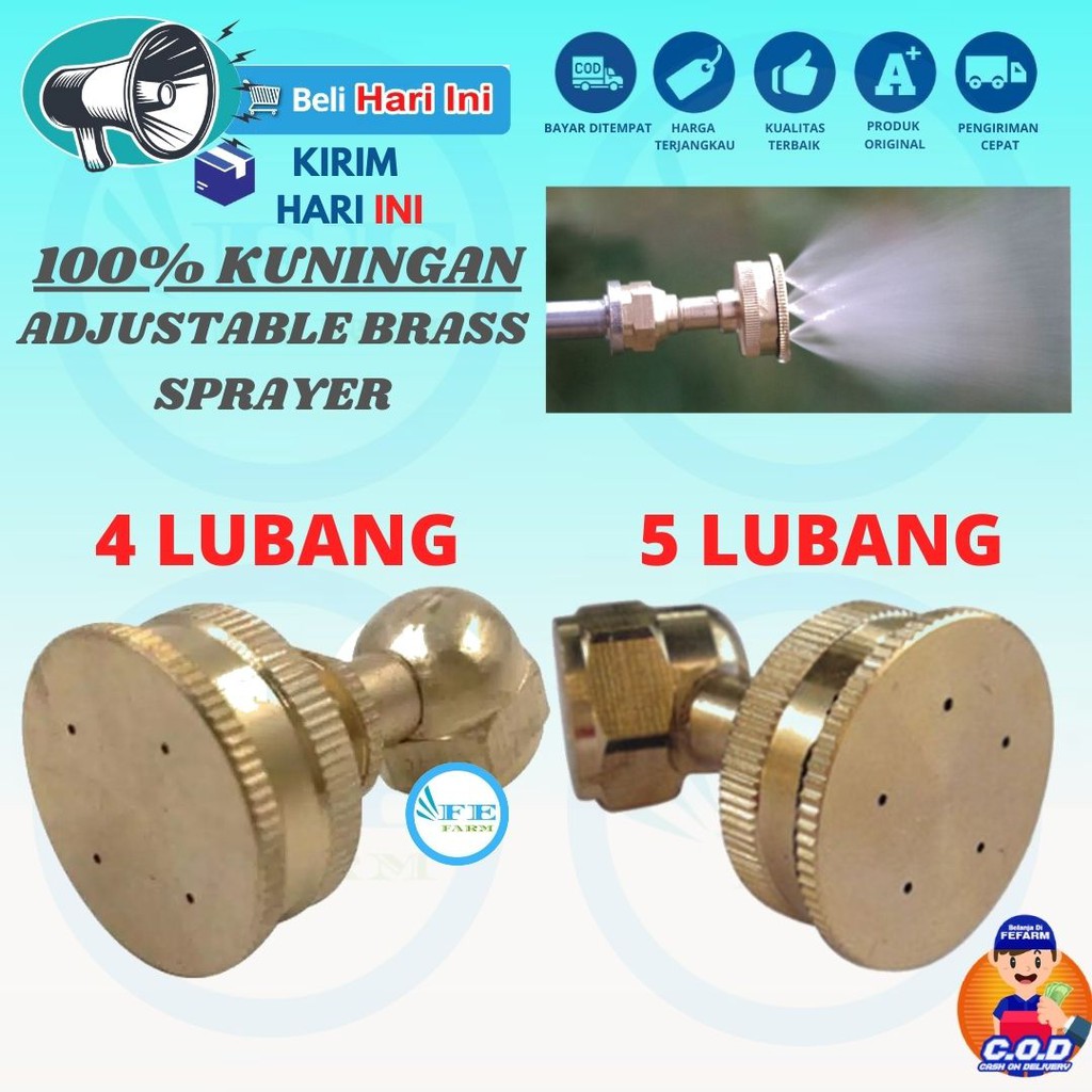 Spuyer Nozzle Sprayer Kabut Embun mata 4 kuningan untuk Rumah Walet, Rumah jamur Kandang Ayam FEFARM