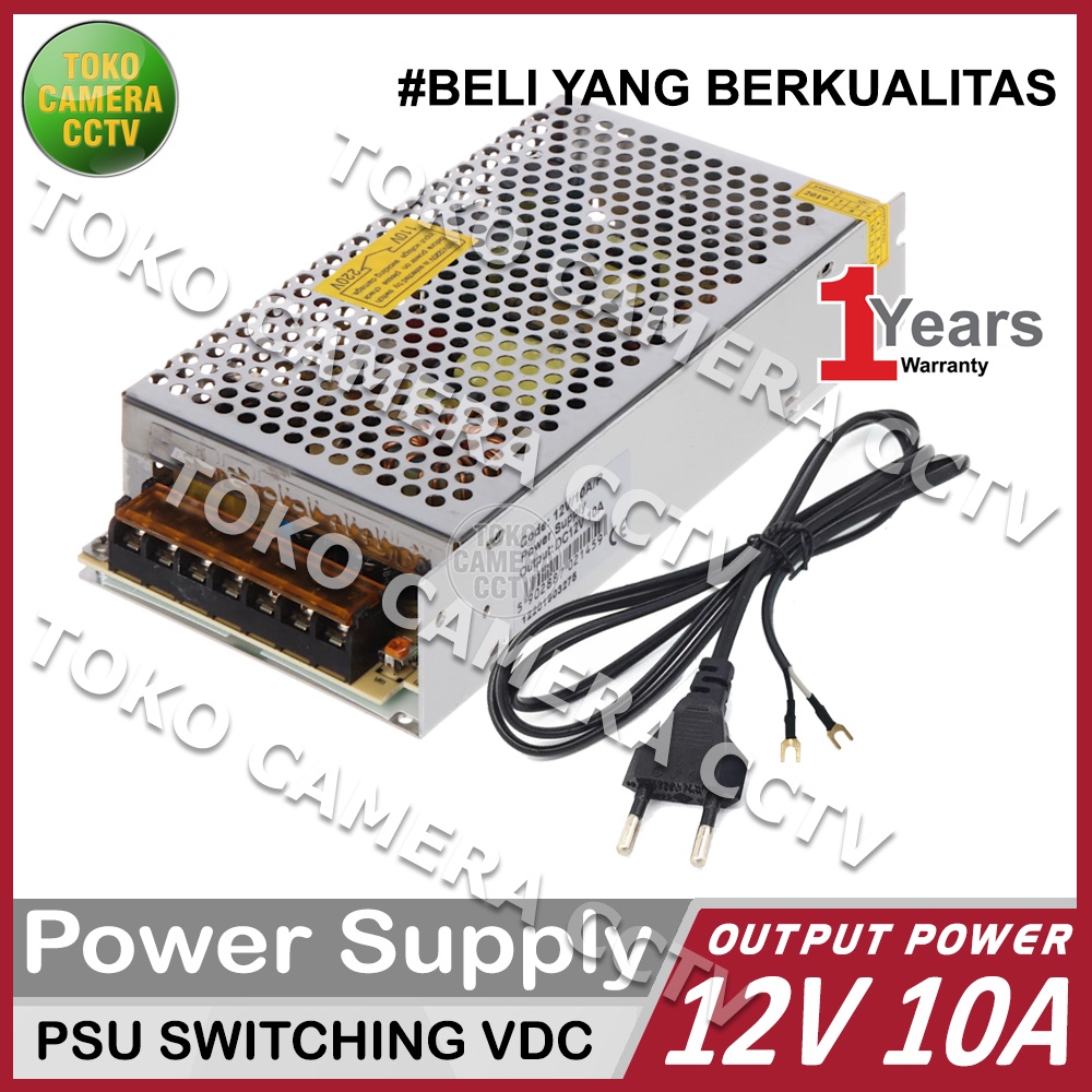 POWER SUPPLY CCTV 12V 10A PSU SWITCHING JARING BERGARANSI