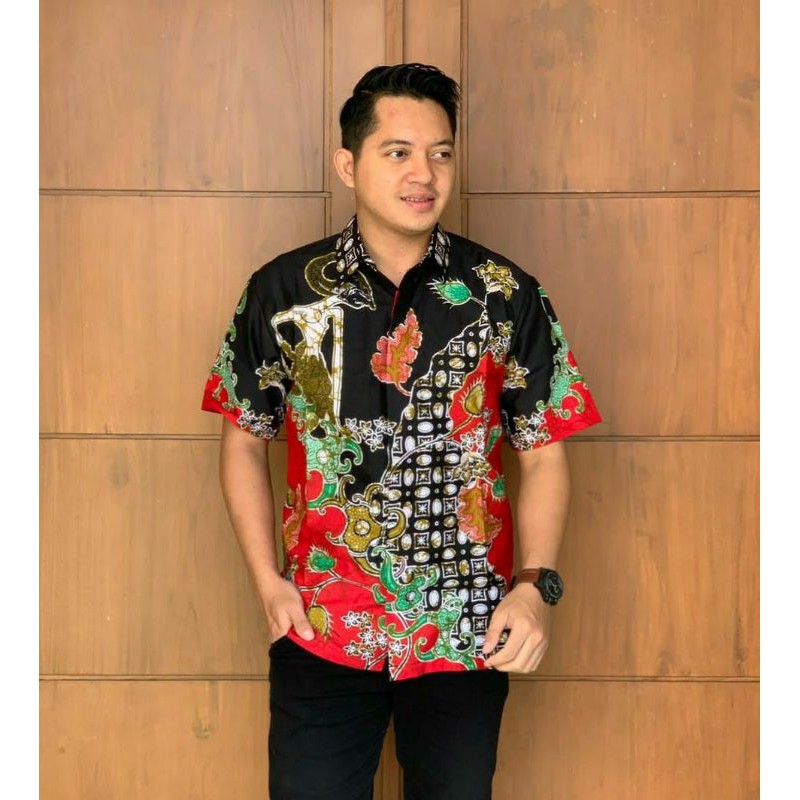 BAJU PRIA PENDEK~kemeja batik wayang pandawa