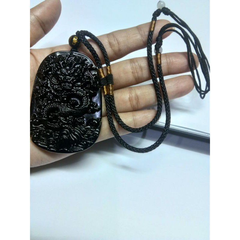 KALUNG LIONTIN GIOK UKIR NAGA BLACK