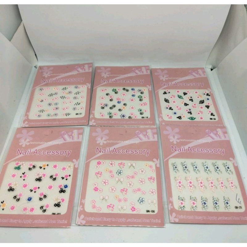 Vinztstore - Sticker Kuku Motif Bunga / Sticker Anak Mainan Kuku / Aksesoris Nail Art / Motif Termurah Bisa COD