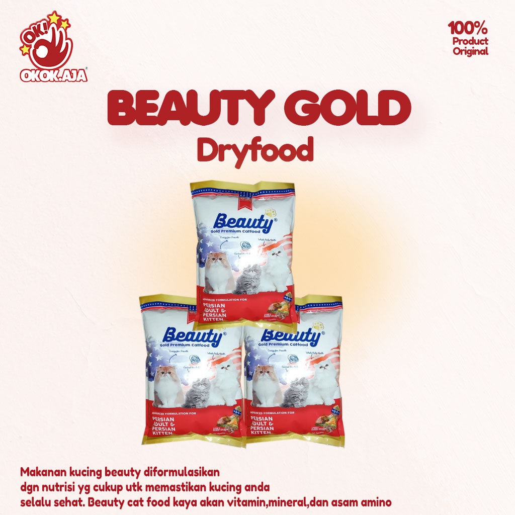 Makanan Kucing kering premium BEAUTY GOLD 750gr - for Adult &amp; Kitten