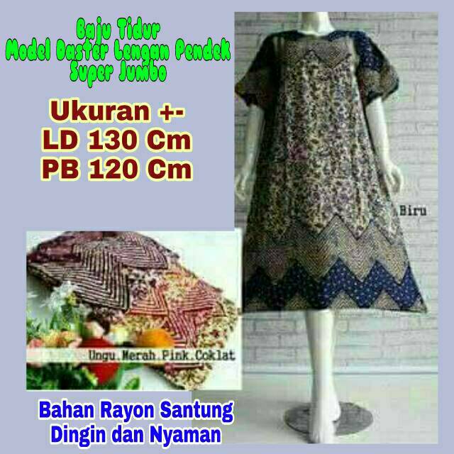  Baju  Tidur Daster  Jumbo  Batik Big Size XXL LD 130 Adem 