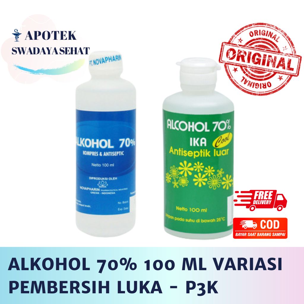 ALKOHOL 70% NOVAPHARIN 100ML IKA - Antiseptik Luka Pembersih Luka P3K Desinfektan