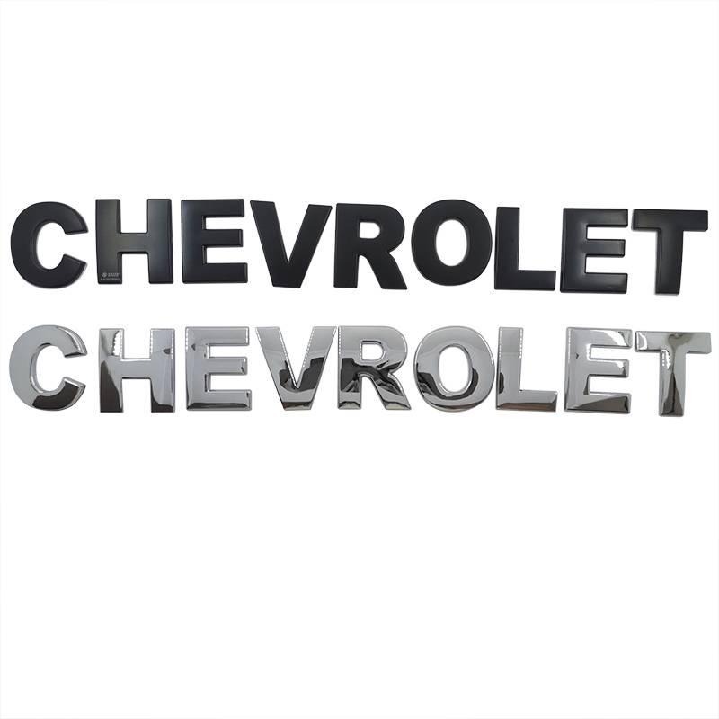 Stiker Emblem Tulisan Chevrolet 45mm Warna Krom / Hitam Untuk Kap Mesin Mobil