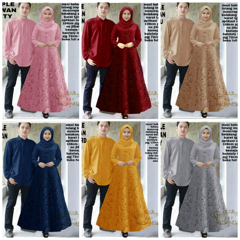 CP MARWAN FASHION PAKAIAN PASANGAN COUPLE KEMEJA DAN GAMIS MAXY FEHM