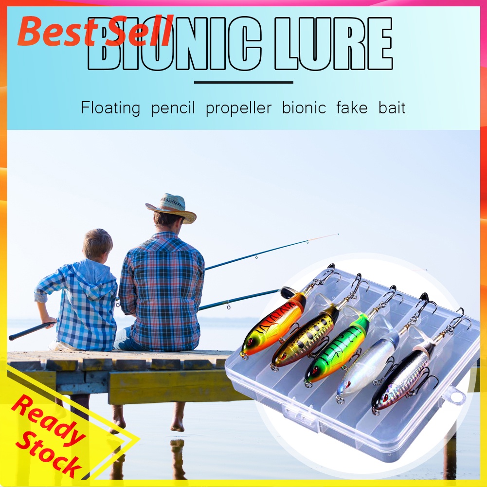 5pcs Floating Popper Fishing Lure Pencil Artificial Hard Swimbait Tackles