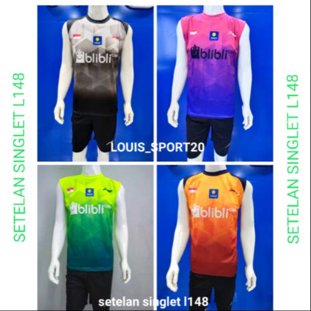 Baju singlet badminton L148/ SETELAN BADMINTON DEWASA KAOS BULUTANGKIS