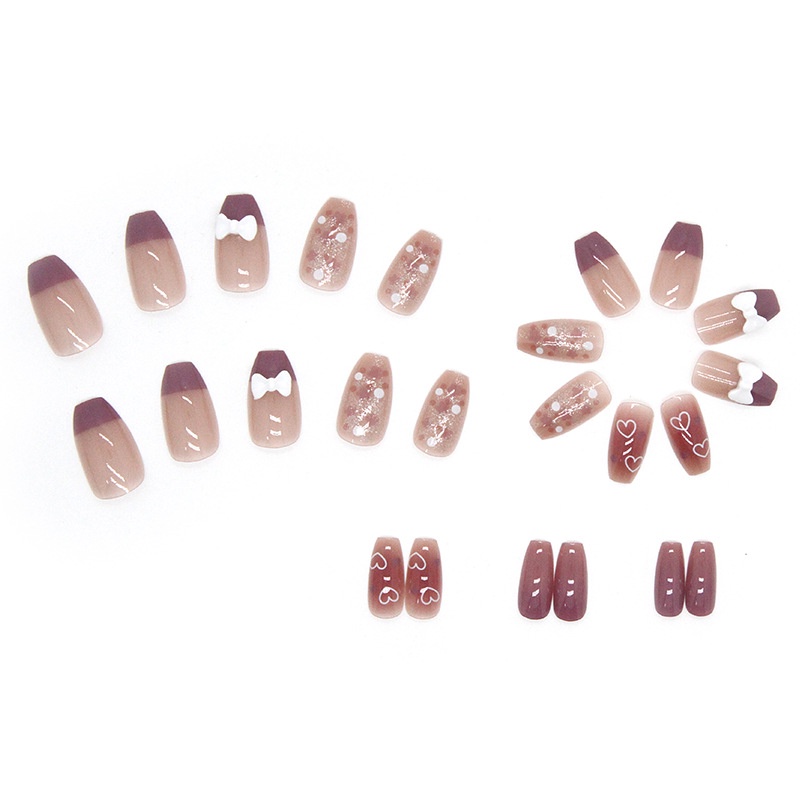 Z392 24pcs / Kotak Kuku Palsu Full Cover Untuk Dekorasi Nail Art