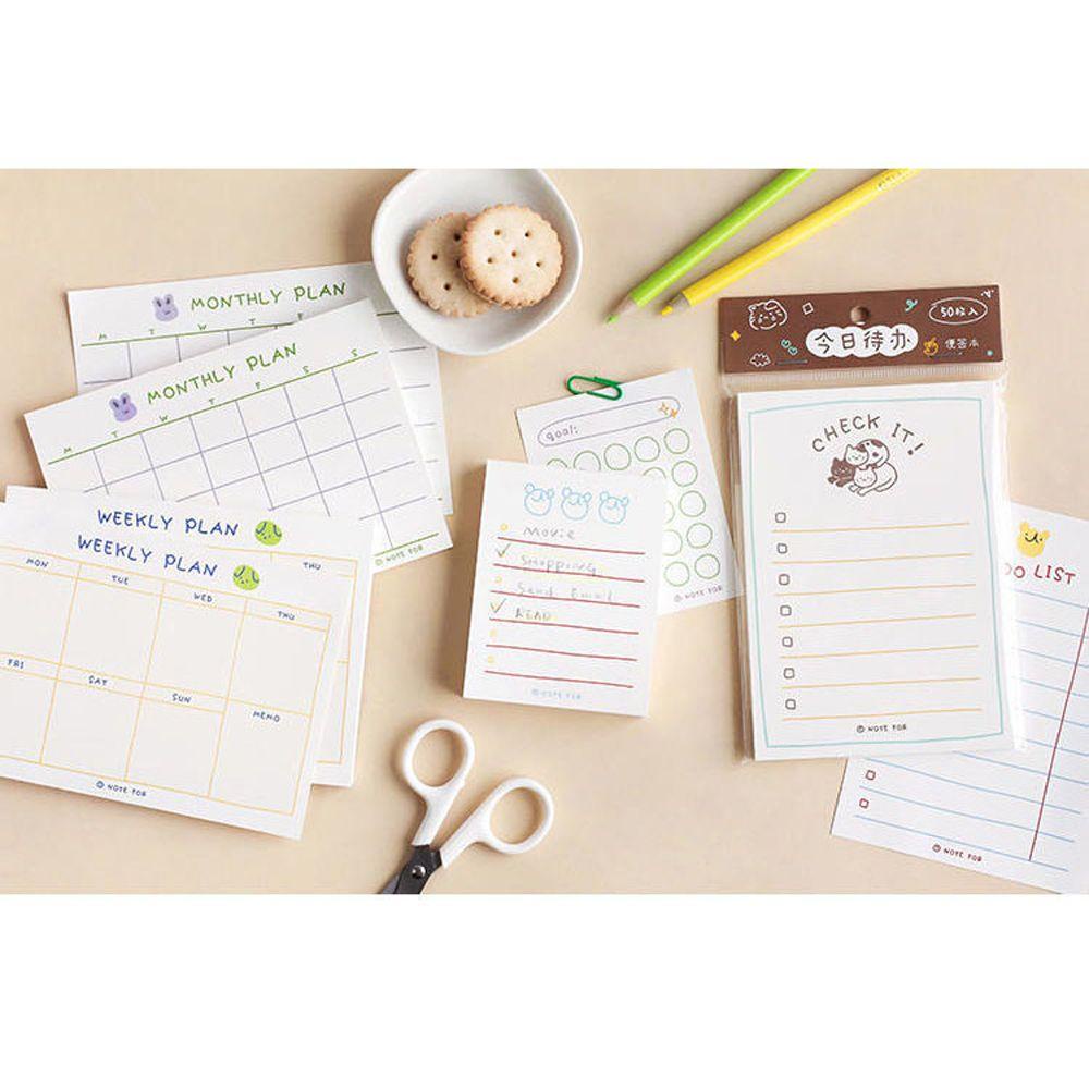 Memo Pads Agustina 100sheets/50sheets Creativity Post Notes Tulisan Pad Paket Mingguan Daily Plan Sticky Notes